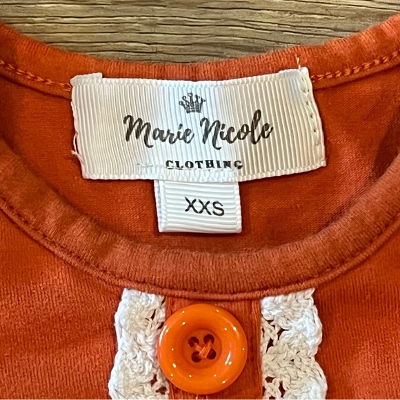 Orange & Navy Blue Polka Dot bell bottom Set, size 6-12 months - Picture 2 of 3